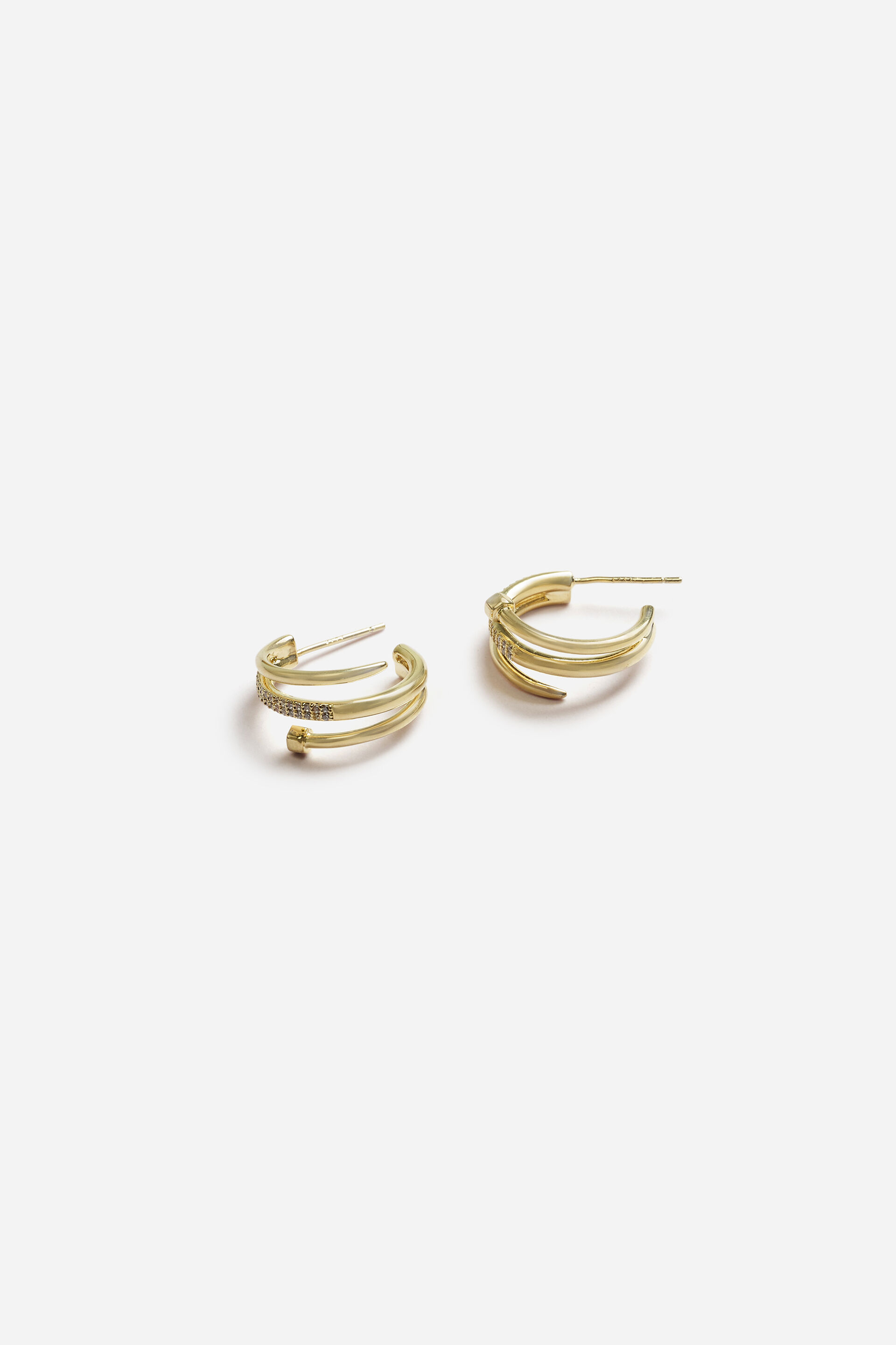Studded Golden Hoops, , image 3